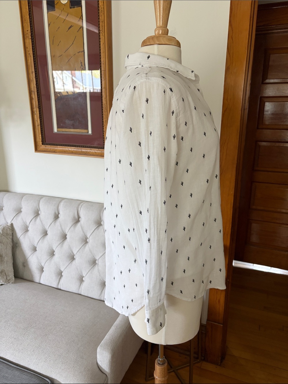 Rails White Button-Down Shirt with Black Cactus Print - Picture 3 of 12